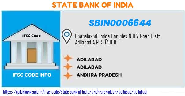 State Bank of India Adilabad SBIN0006644 IFSC Code