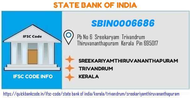 State Bank of India Sreekariyamthiruvananthapuram SBIN0006686 IFSC Code