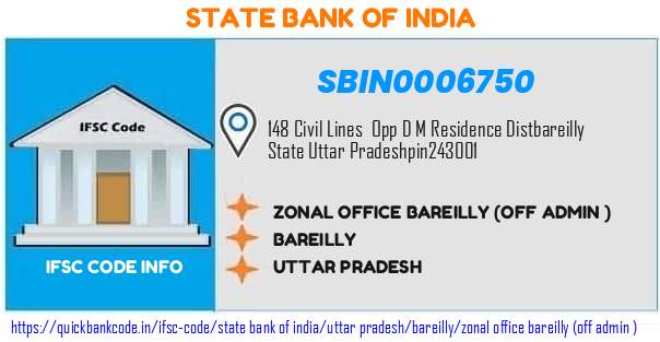 State Bank of India Zonal Office Bareilly off Admin  SBIN0006750 IFSC Code