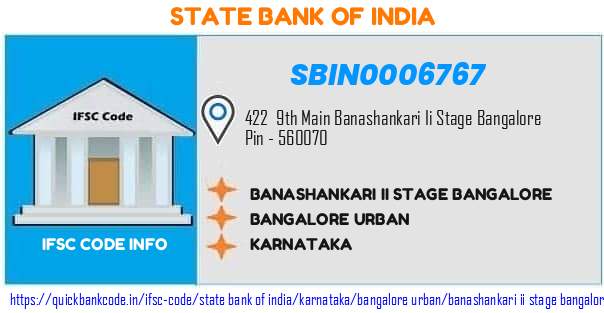 State Bank of India Banashankari Ii Stage Bangalore SBIN0006767 IFSC Code