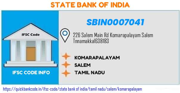 State Bank of India Komarapalayam SBIN0007041 IFSC Code