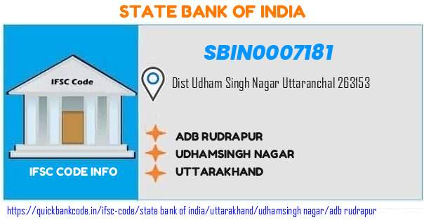 State Bank of India Adb Rudrapur SBIN0007181 IFSC Code