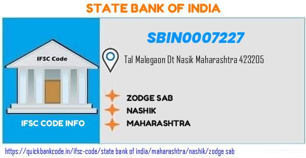 SBIN0007227 State Bank of India. ZODGE SAB