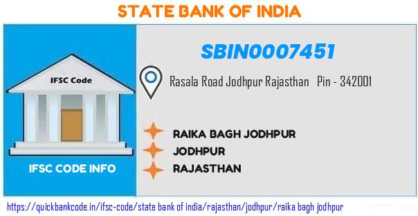 State Bank of India Raika Bagh Jodhpur SBIN0007451 IFSC Code