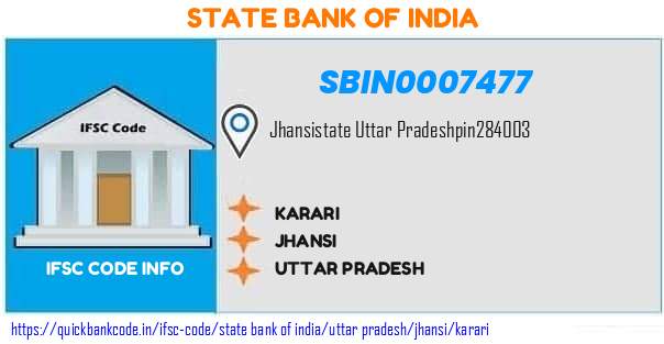 State Bank of India Karari SBIN0007477 IFSC Code
