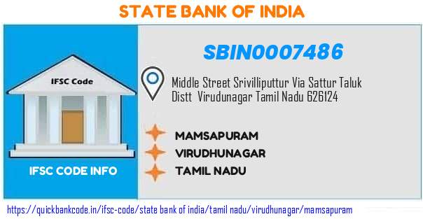 State Bank of India Mamsapuram SBIN0007486 IFSC Code