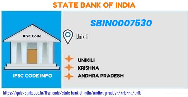 State Bank of India Unikili SBIN0007530 IFSC Code