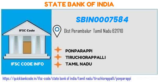 State Bank of India Ponparappi SBIN0007584 IFSC Code