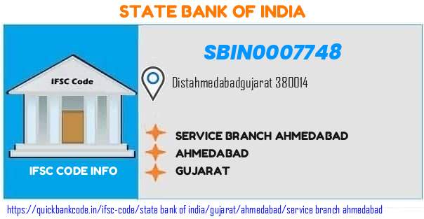 State Bank of India Service Branch Ahmedabad SBIN0007748 IFSC Code
