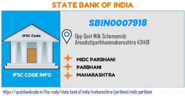 State Bank of India Midc Parbhani SBIN0007918 IFSC Code