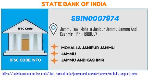 State Bank of India Mohalla Janipur Jammu SBIN0007974 IFSC Code