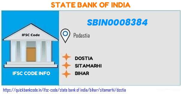 State Bank of India Dostia SBIN0008384 IFSC Code