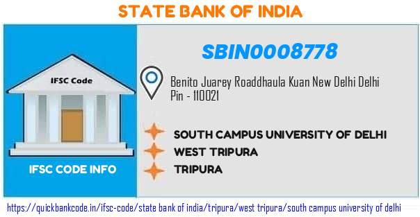 State Bank of India South Campus University Of Delhi SBIN0008778 IFSC Code