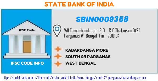 State Bank of India Kabardanga More SBIN0009358 IFSC Code