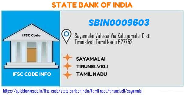 SBIN0009603 State Bank of India. SAYAMALAI