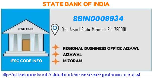 State Bank of India Regional Busniness Office Aizawl SBIN0009934 IFSC Code