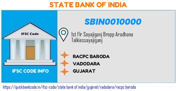 State Bank of India Racpc Baroda SBIN0010000 IFSC Code