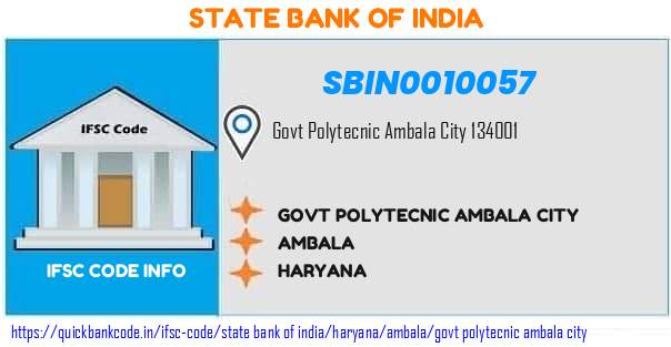 State Bank of India Govt Polytecnic Ambala City SBIN0010057 IFSC Code