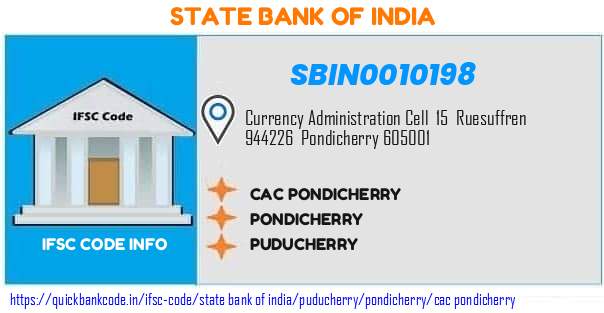 State Bank of India Cac Pondicherry SBIN0010198 IFSC Code