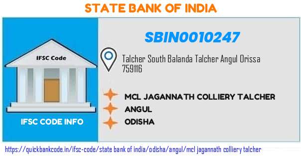 State Bank of India Mcl Jagannath Colliery Talcher SBIN0010247 IFSC Code