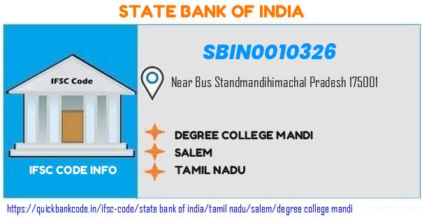 SBIN0010326 State Bank of India. DEGREE COLLEGE, MANDI