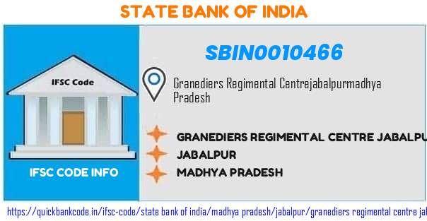State Bank of India Granediers Regimental Centre Jabalpur SBIN0010466 IFSC Code