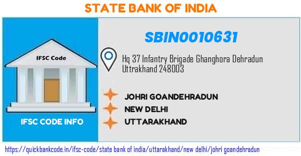 State Bank of India Johri Goandehradun SBIN0010631 IFSC Code