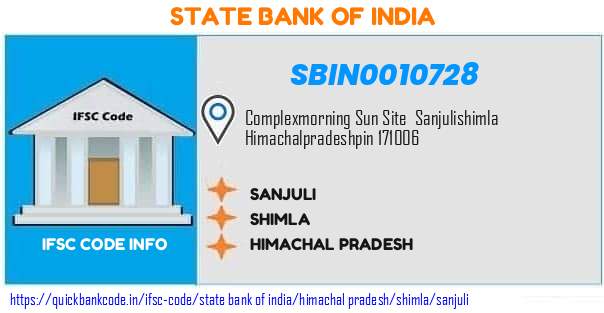 State Bank of India Sanjuli SBIN0010728 IFSC Code