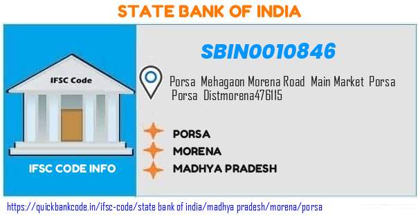 State Bank of India Porsa SBIN0010846 IFSC Code