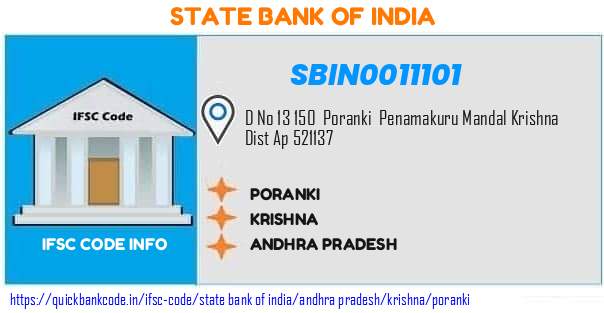 State Bank of India Poranki SBIN0011101 IFSC Code