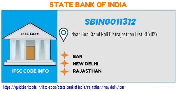 State Bank of India Bar SBIN0011312 IFSC Code