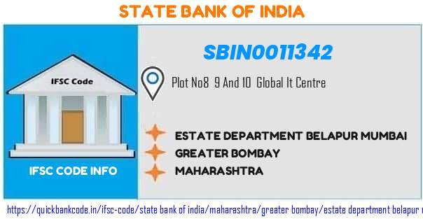 State Bank of India Estate Department Belapur Mumbai SBIN0011342 IFSC Code