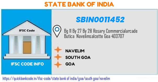 State Bank of India Navelim SBIN0011452 IFSC Code