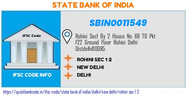 State Bank of India Rohini Sec 1 2 SBIN0011549 IFSC Code