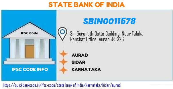 State Bank of India Aurad SBIN0011578 IFSC Code