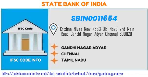 State Bank of India Gandhi Nagar Adyar SBIN0011654 IFSC Code