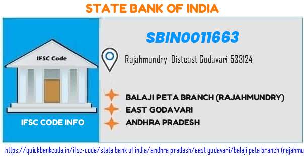 State Bank of India Balaji Peta Branch rajahmundry SBIN0011663 IFSC Code