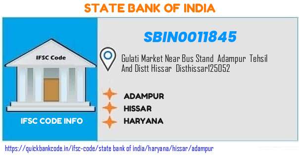 State Bank of India Adampur SBIN0011845 IFSC Code