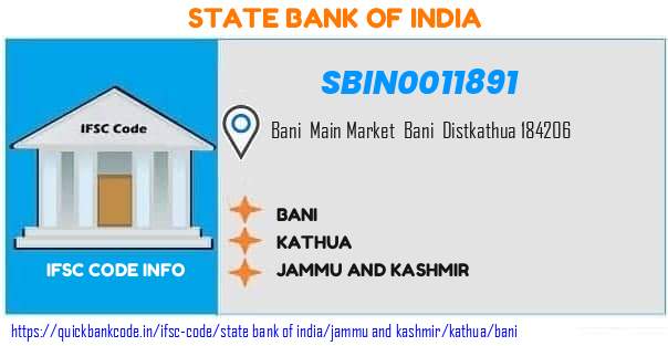 State Bank of India Bani SBIN0011891 IFSC Code