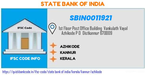 State Bank of India Azhikode SBIN0011921 IFSC Code