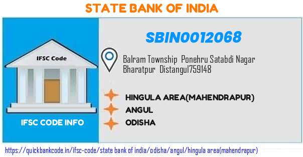 State Bank of India Hingula Areamahendrapur SBIN0012068 IFSC Code