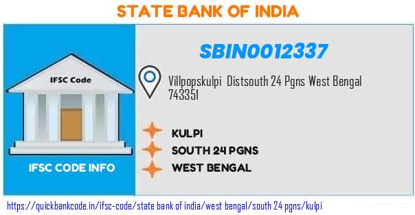 State Bank of India Kulpi SBIN0012337 IFSC Code
