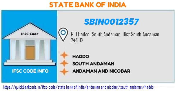 State Bank of India Haddo SBIN0012357 IFSC Code