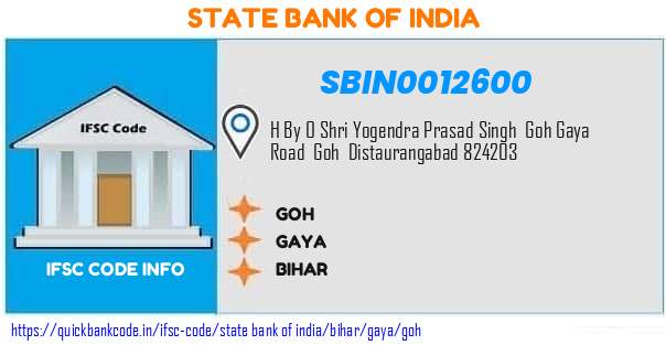 State Bank of India Goh SBIN0012600 IFSC Code