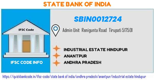 State Bank of India Industrial Estate Hindupur SBIN0012724 IFSC Code