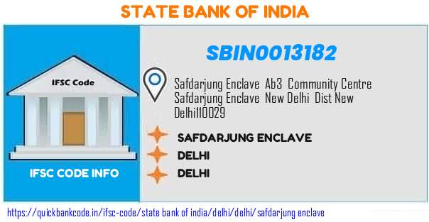State Bank of India Safdarjung Enclave SBIN0013182 IFSC Code