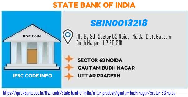 State Bank of India Sector 63 Noida SBIN0013218 IFSC Code
