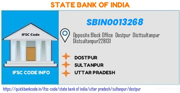 State Bank of India Dostpur SBIN0013268 IFSC Code