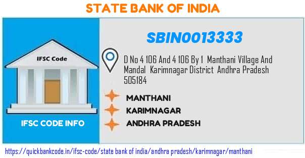 State Bank of India Manthani SBIN0013333 IFSC Code