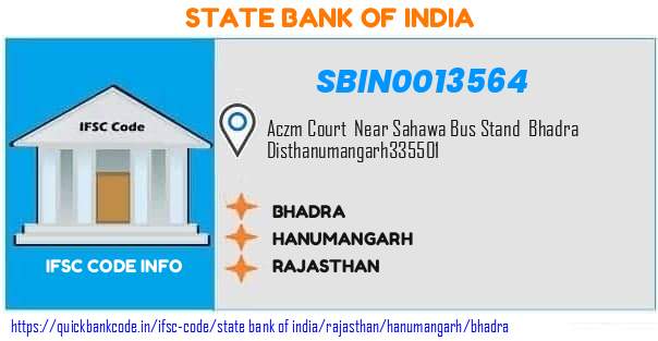 State Bank of India Bhadra SBIN0013564 IFSC Code